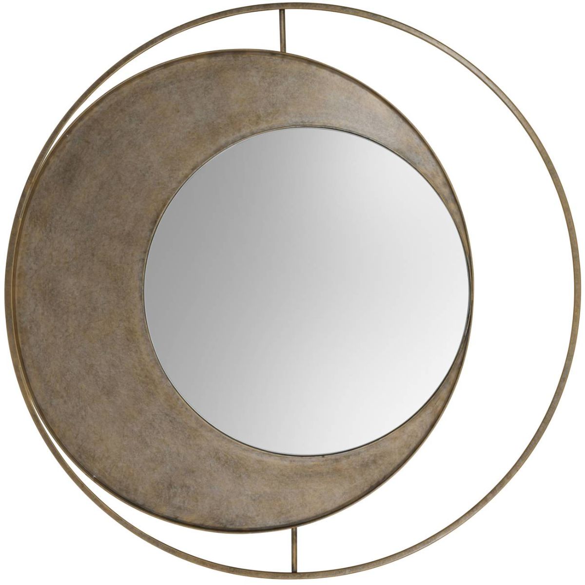 Libra Interiors Concentric Circles Iron Mirror Aged Gold 100cm diameter