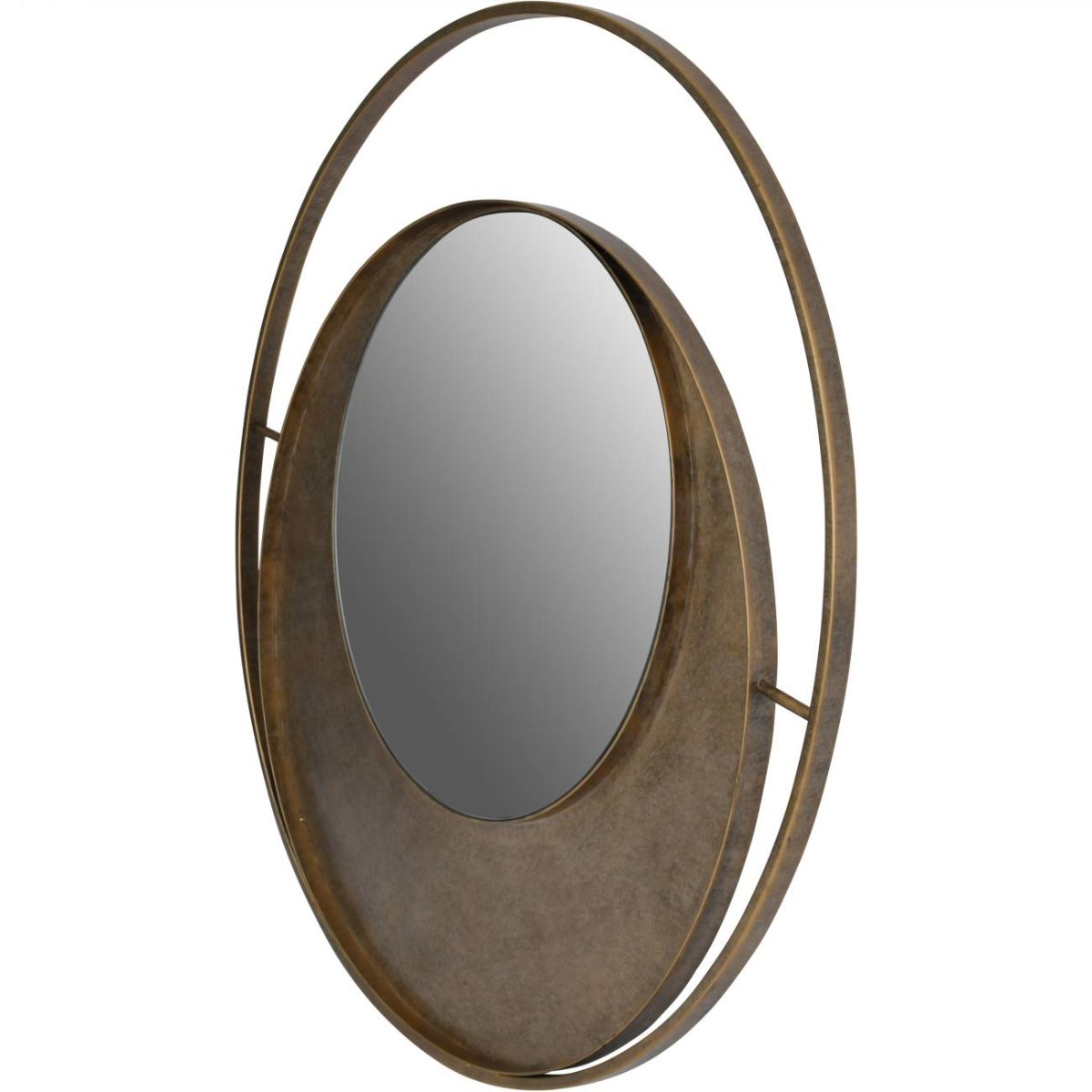 Libra Interiors Concentric Circles Iron Mirror Aged Gold 100cm diameter