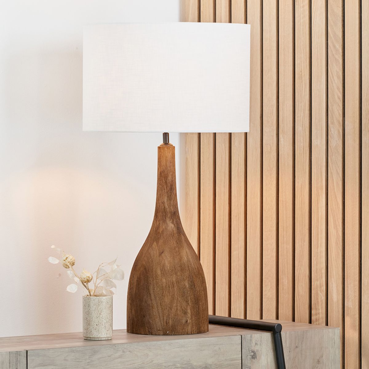 Pacific Lifestyle Corella Chocolate Brown Mango Wood Curved Table Lamp Base