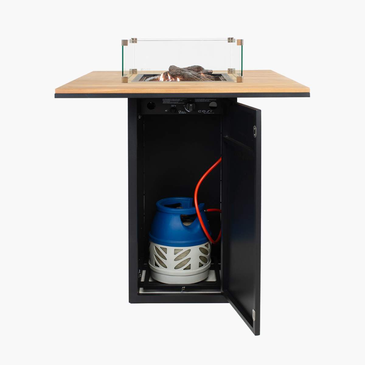 Pacific Lifestyle Cosiloft 100 Black and Teak Fire Pit Bar Table