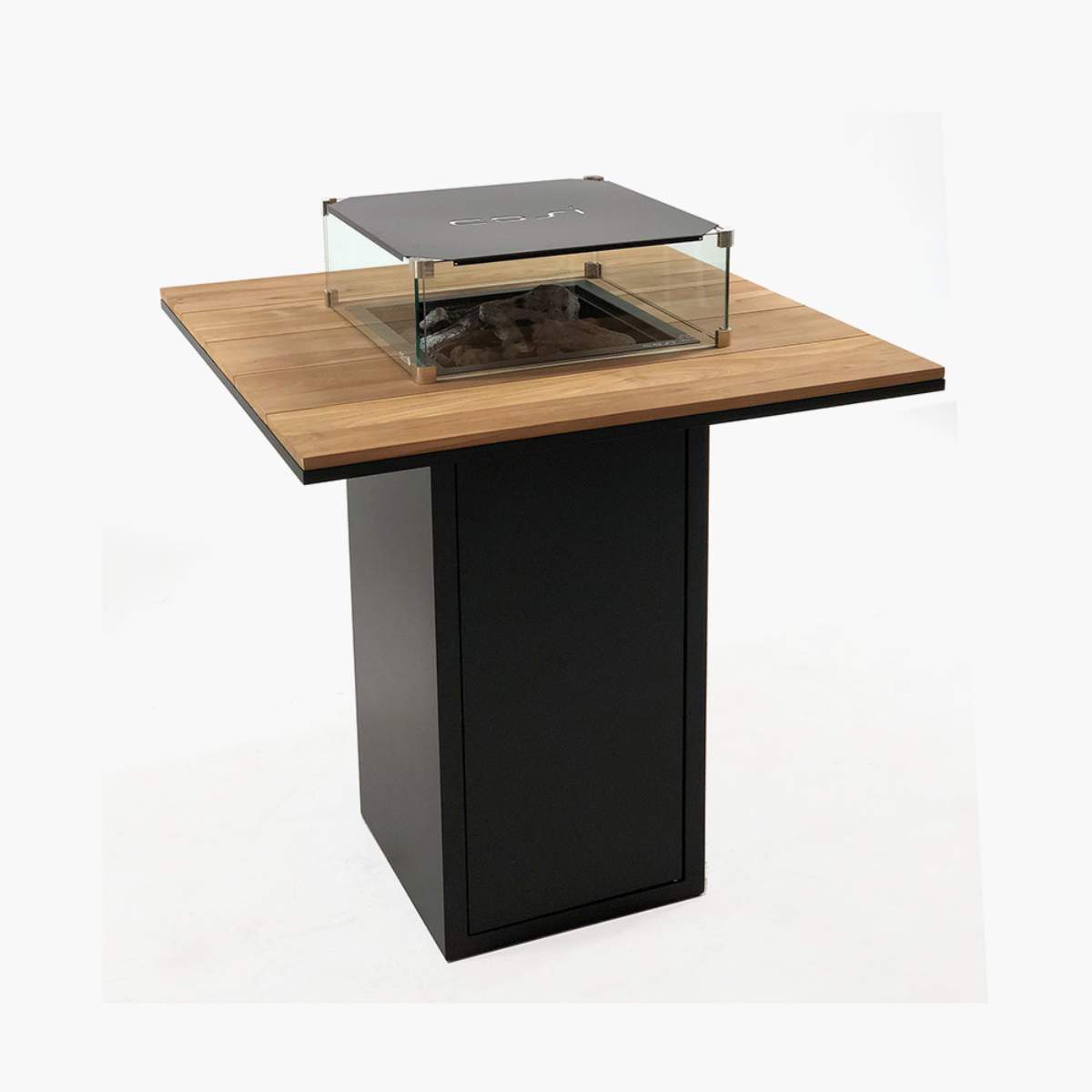 Pacific Lifestyle Cosiloft 100 Black and Teak Fire Pit Bar Table