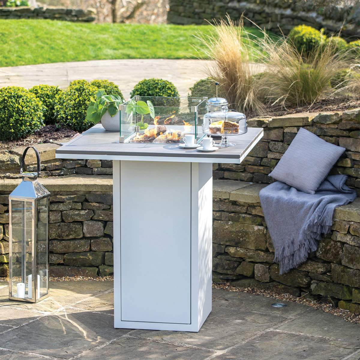 Pacific Lifestyle Cosiloft 100 White And Grey Fire Pit Bar Table