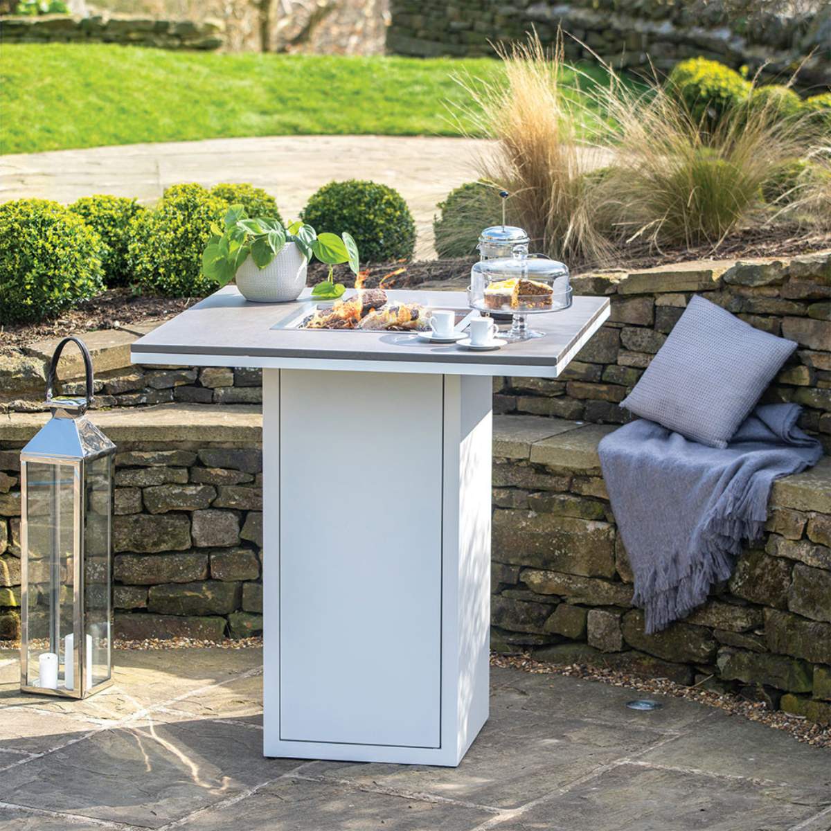 Pacific Lifestyle Cosiloft 100 White And Grey Fire Pit Bar Table