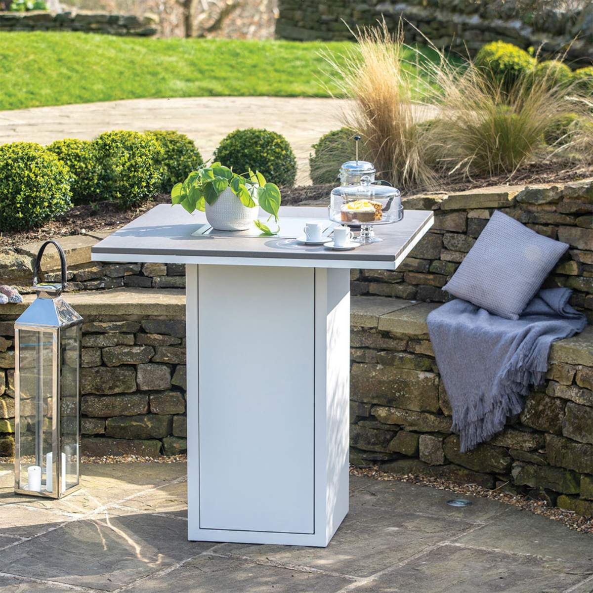 Pacific Lifestyle Cosiloft 100 White And Grey Fire Pit Bar Table