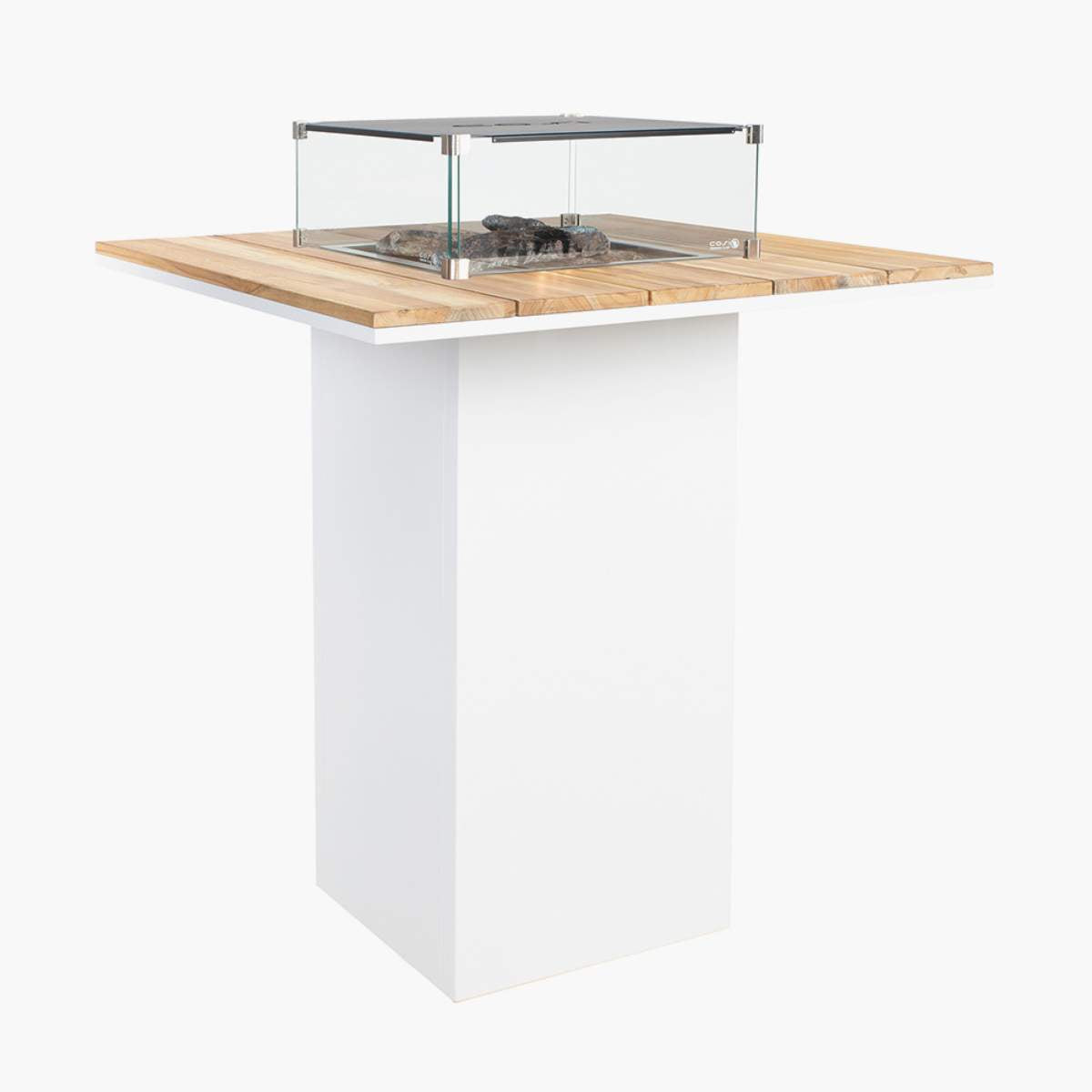 Pacific Lifestyle Cosiloft 100 White and Teak Fire Pit Bar Table