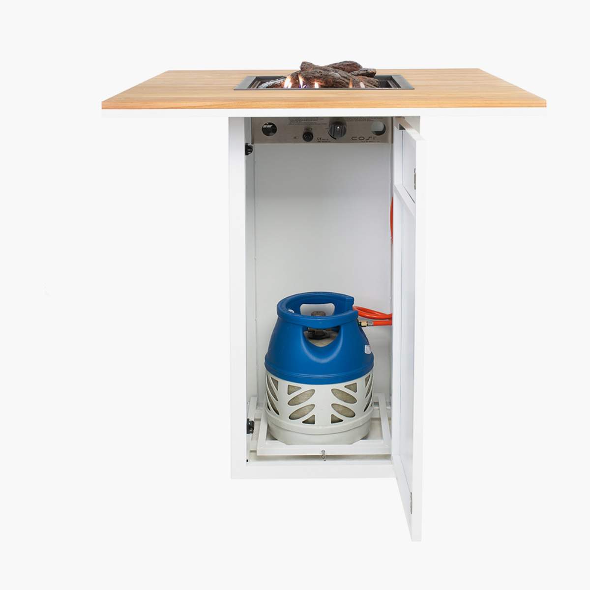 Pacific Lifestyle Cosiloft 100 White and Teak Fire Pit Bar Table