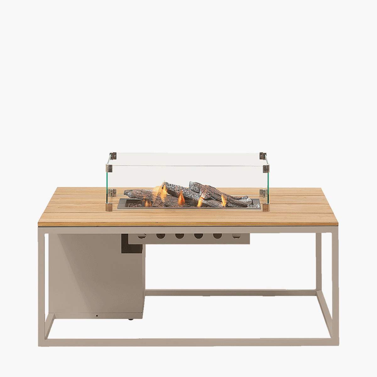 Pacific Lifestyle Cosiloft 120 Sandy Beige and Teak Fire Pit Table