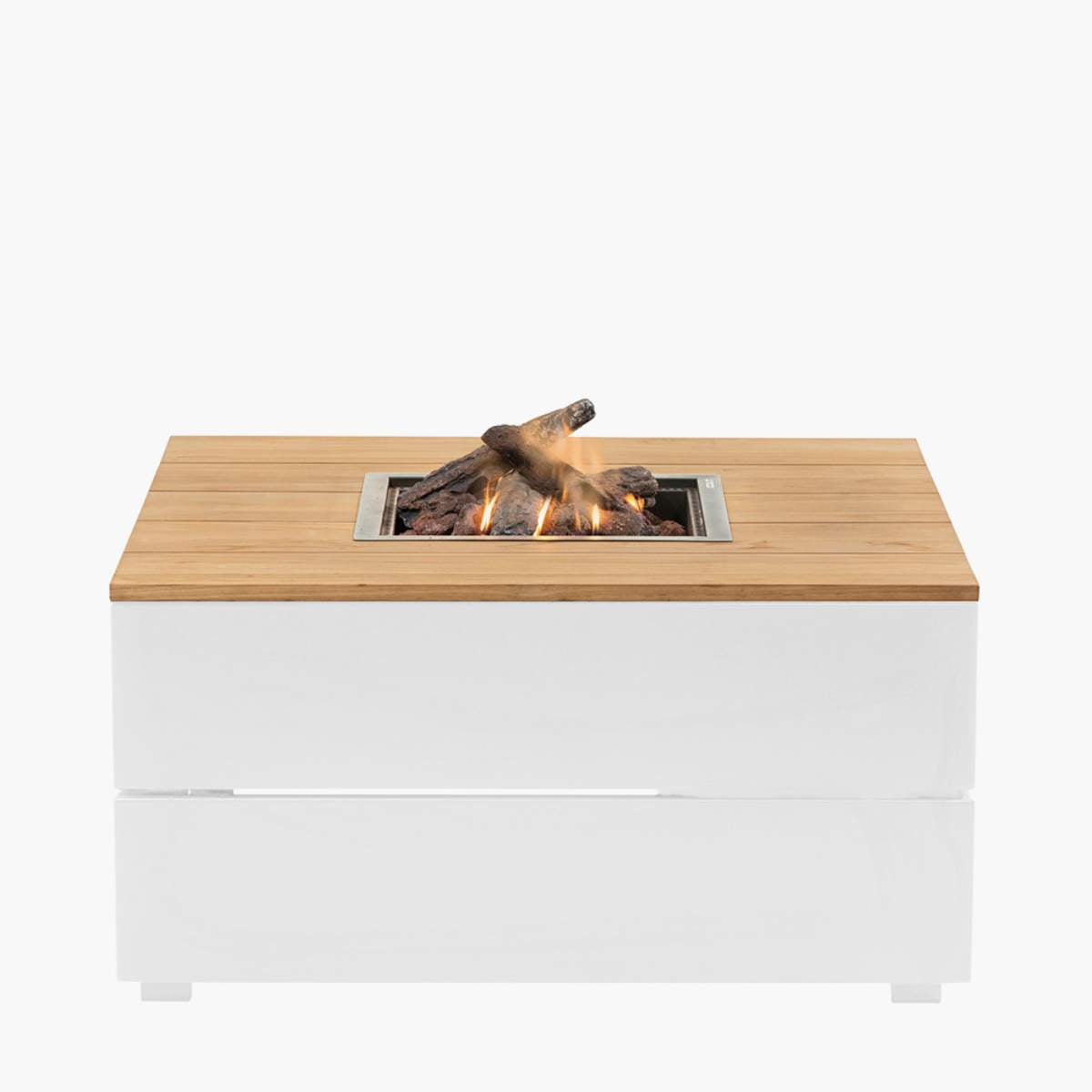 Pacific Lifestyle Cosipure 100 White and Teak Square Fire Pit