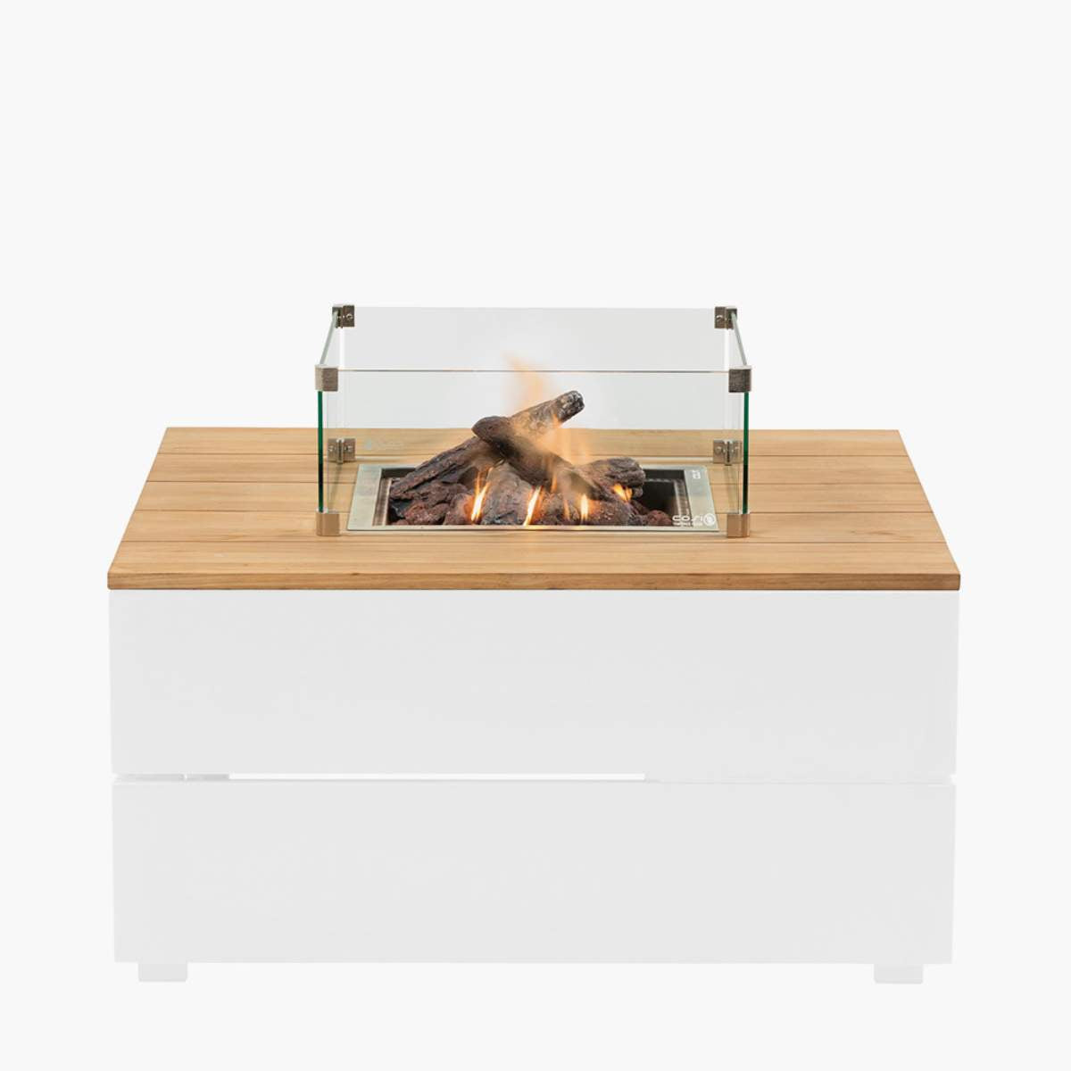 Pacific Lifestyle Cosipure 100 White and Teak Square Fire Pit