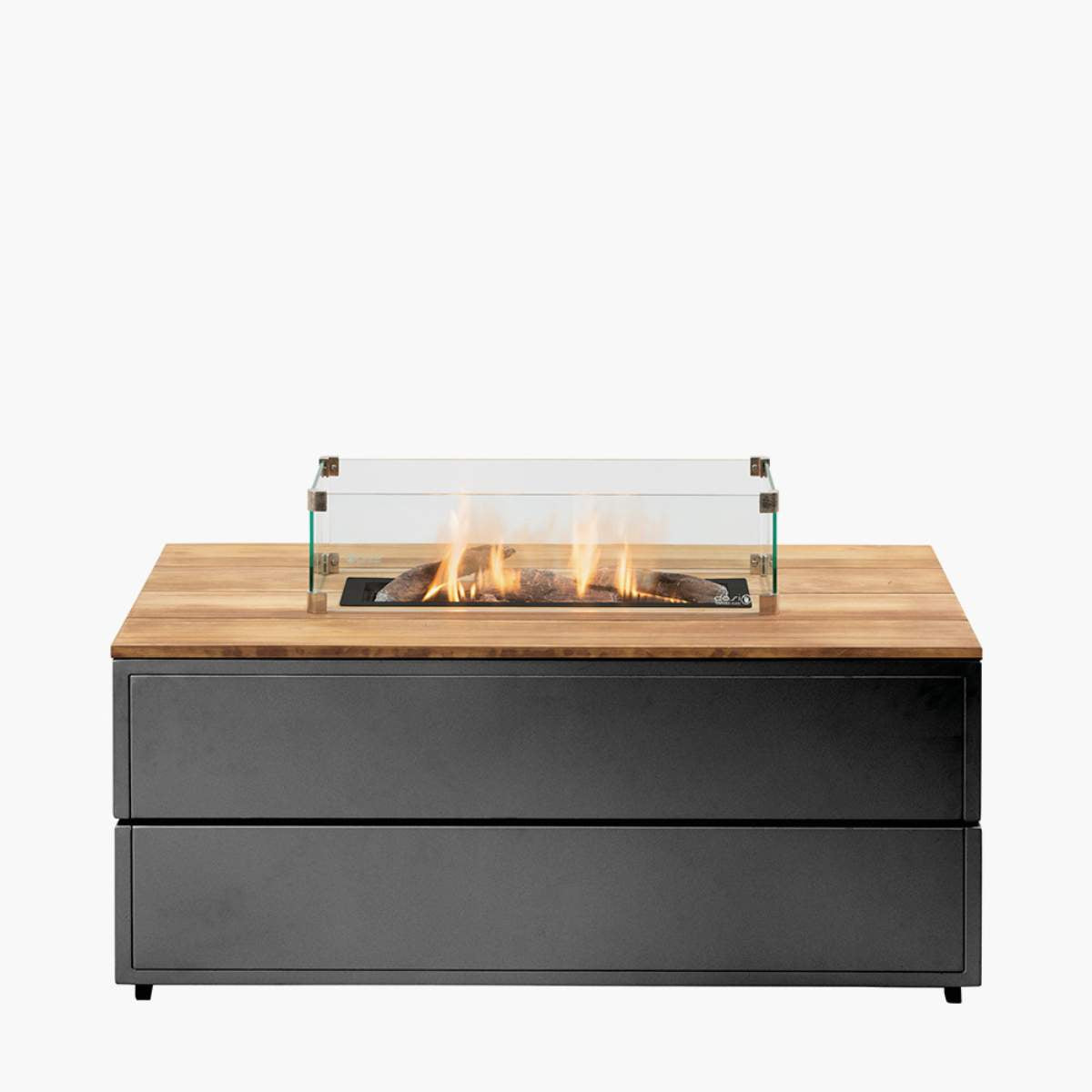 Pacific Lifestyle Cosipure 120 Black and Teak Rectangular Fire Pit