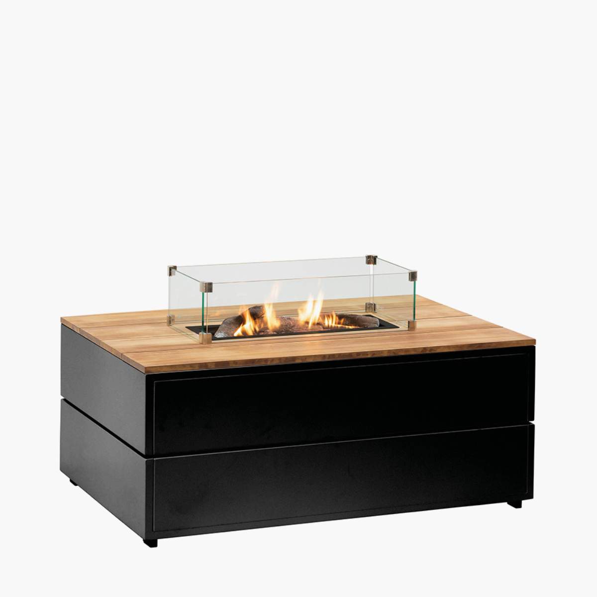 Pacific Lifestyle Cosipure 120 Black and Teak Rectangular Fire Pit
