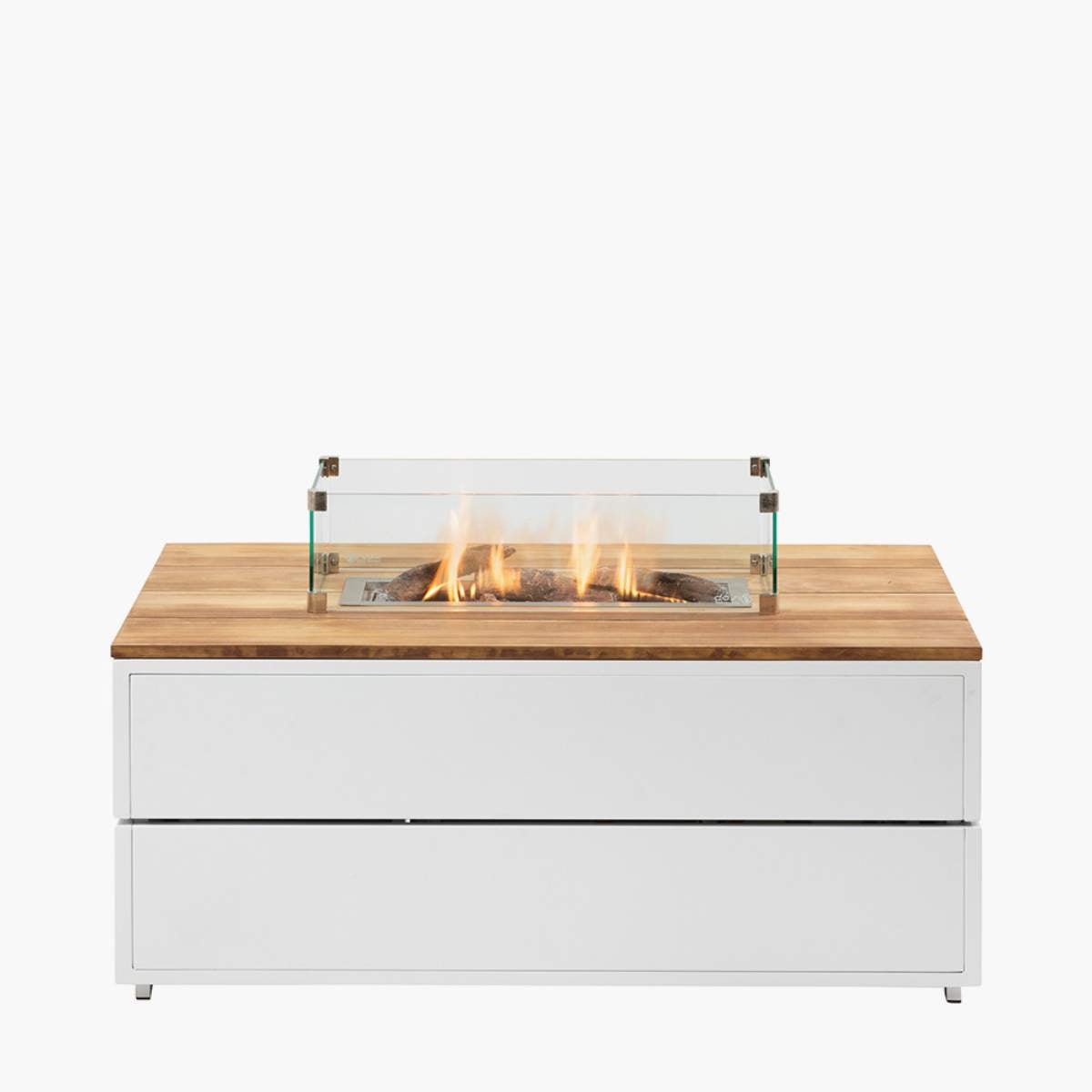 Pacific Lifestyle Cosipure 120 White and Teak Rectangular Fire Pit