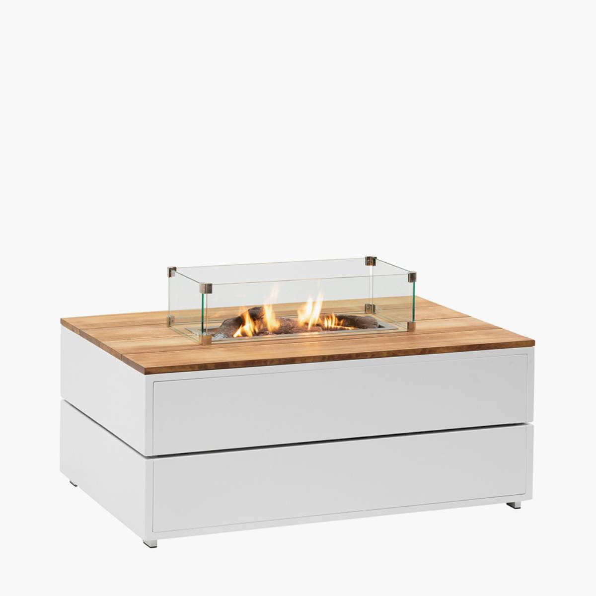 Pacific Lifestyle Cosipure 120 White and Teak Rectangular Fire Pit