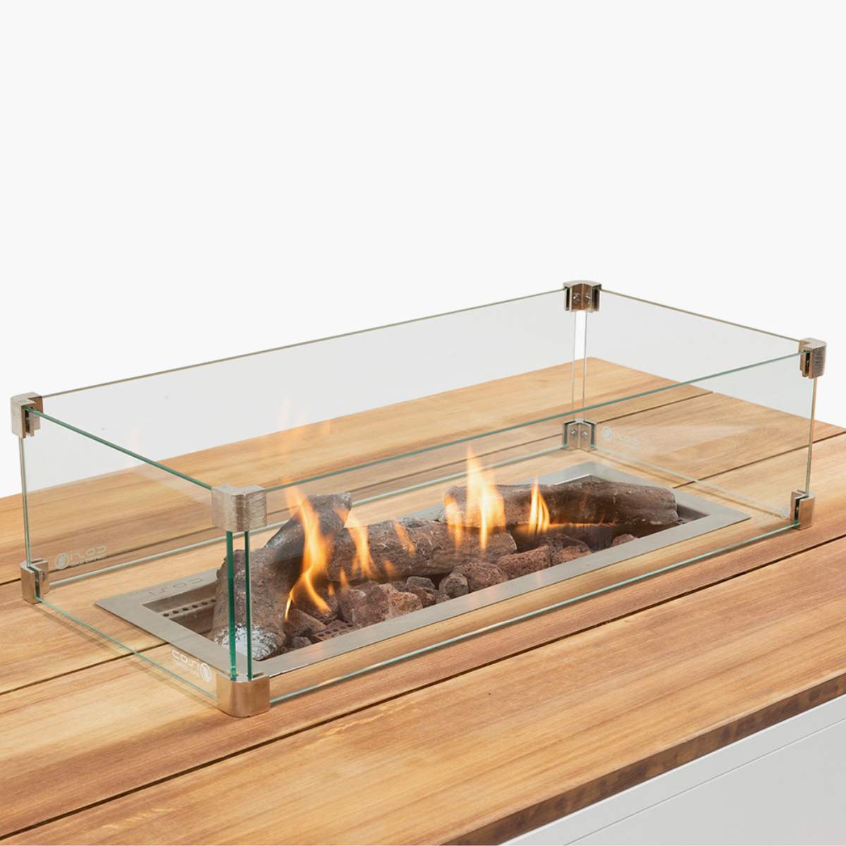 Pacific Lifestyle Cosipure 120 White and Teak Rectangular Fire Pit