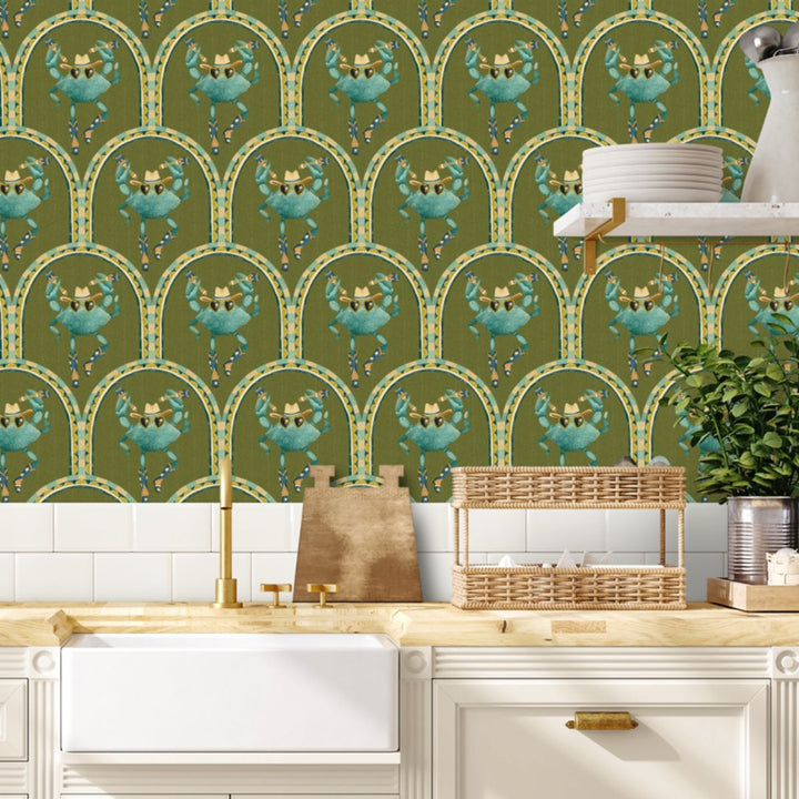 Brand Mckenzie Crab Cabana Wallpaper Olive Grove