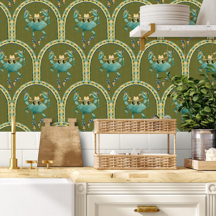 Brand Mckenzie Crab Cabana Wallpaper Olive Grove