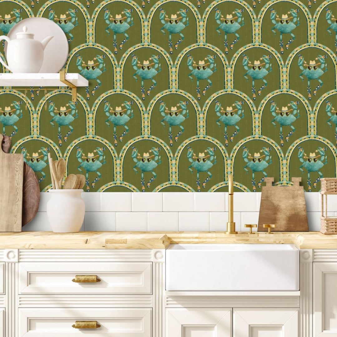 Brand Mckenzie Crab Cabana Wallpaper Olive Grove