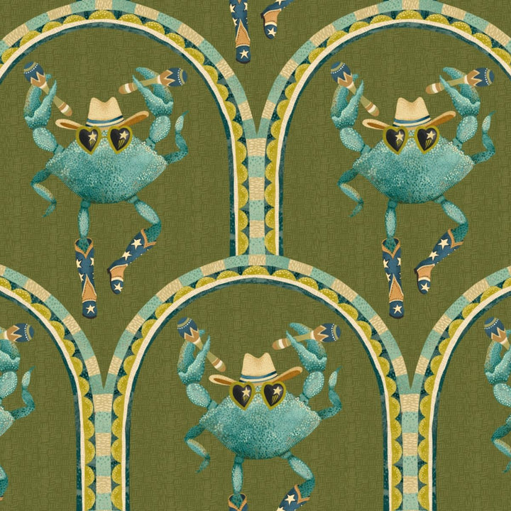 Brand Mckenzie Crab Cabana Wallpaper Olive Grove