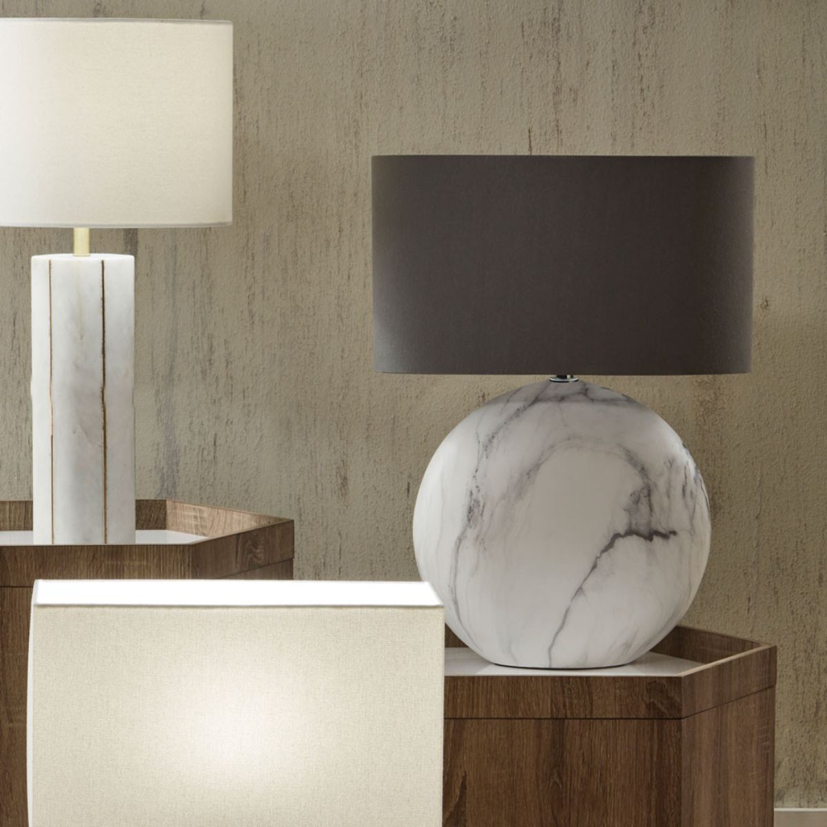 Pacific Lifestyle Crestola Large Marble Effect Ceramic Table Lamp