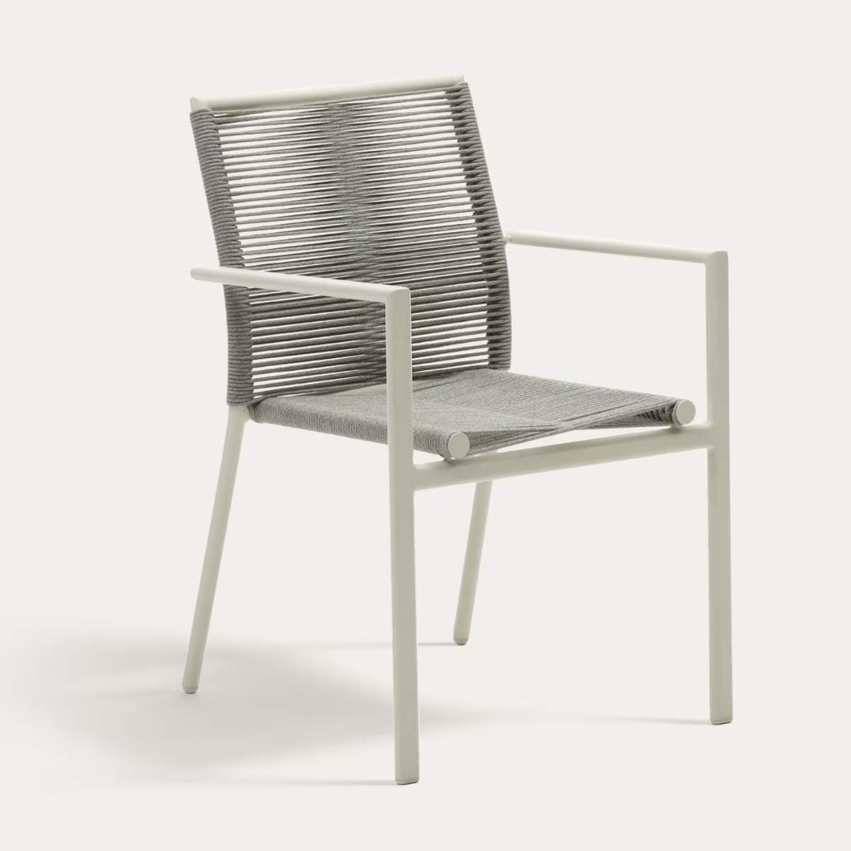 Kave Home Culip stackable outdoor chair in aluminium and cord in brown
