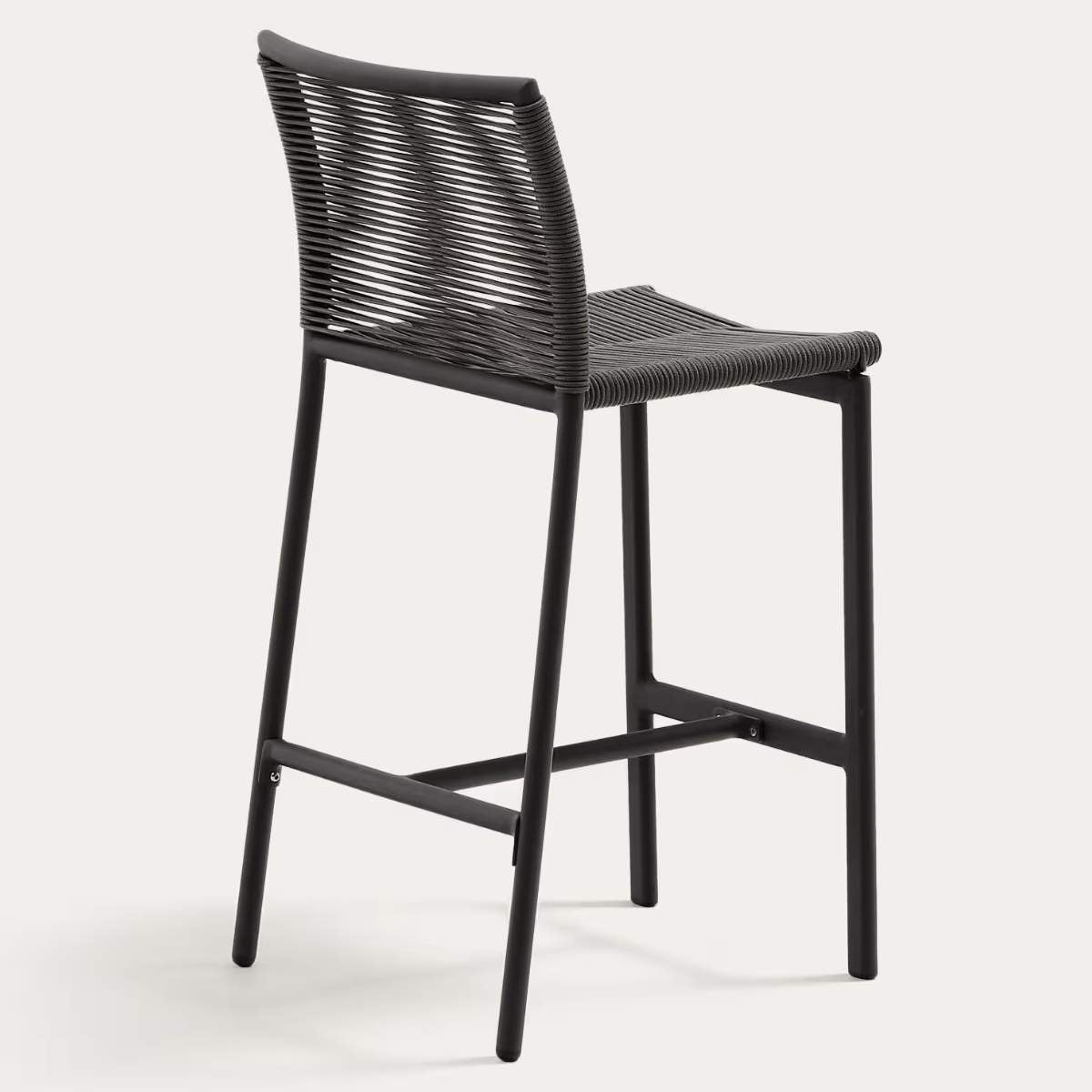Kave Home Culip outdoor stool made of rope cord and white aluminium, 65 cm