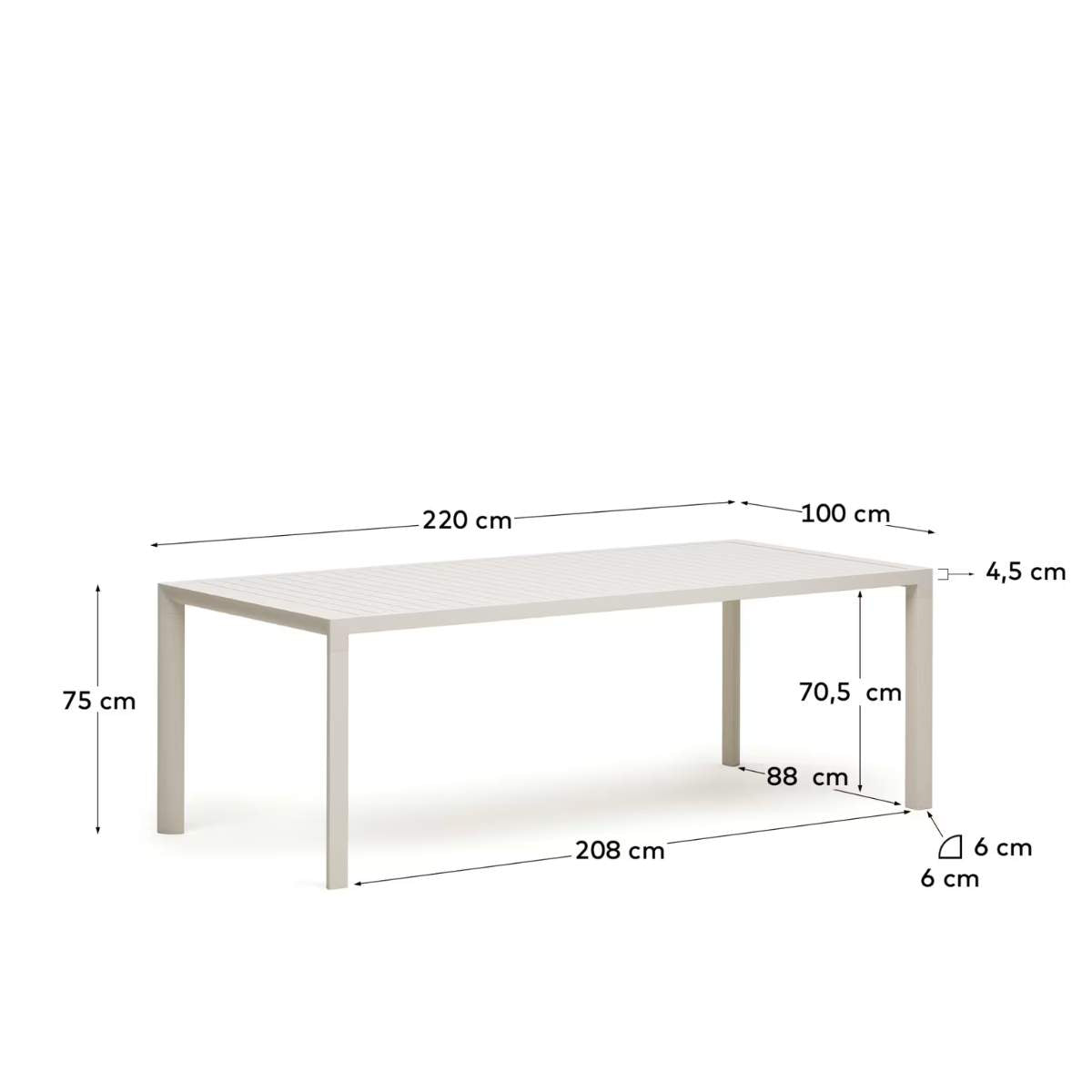 Kave Home Culip aluminium outdoor table in powder coated brown finish, 220 x 100 cm