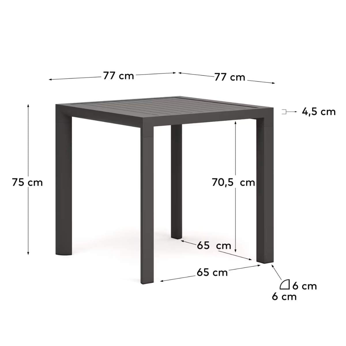 Kave Home Culip aluminium outdoor table in powder coated white finish, 77 x 77 cm