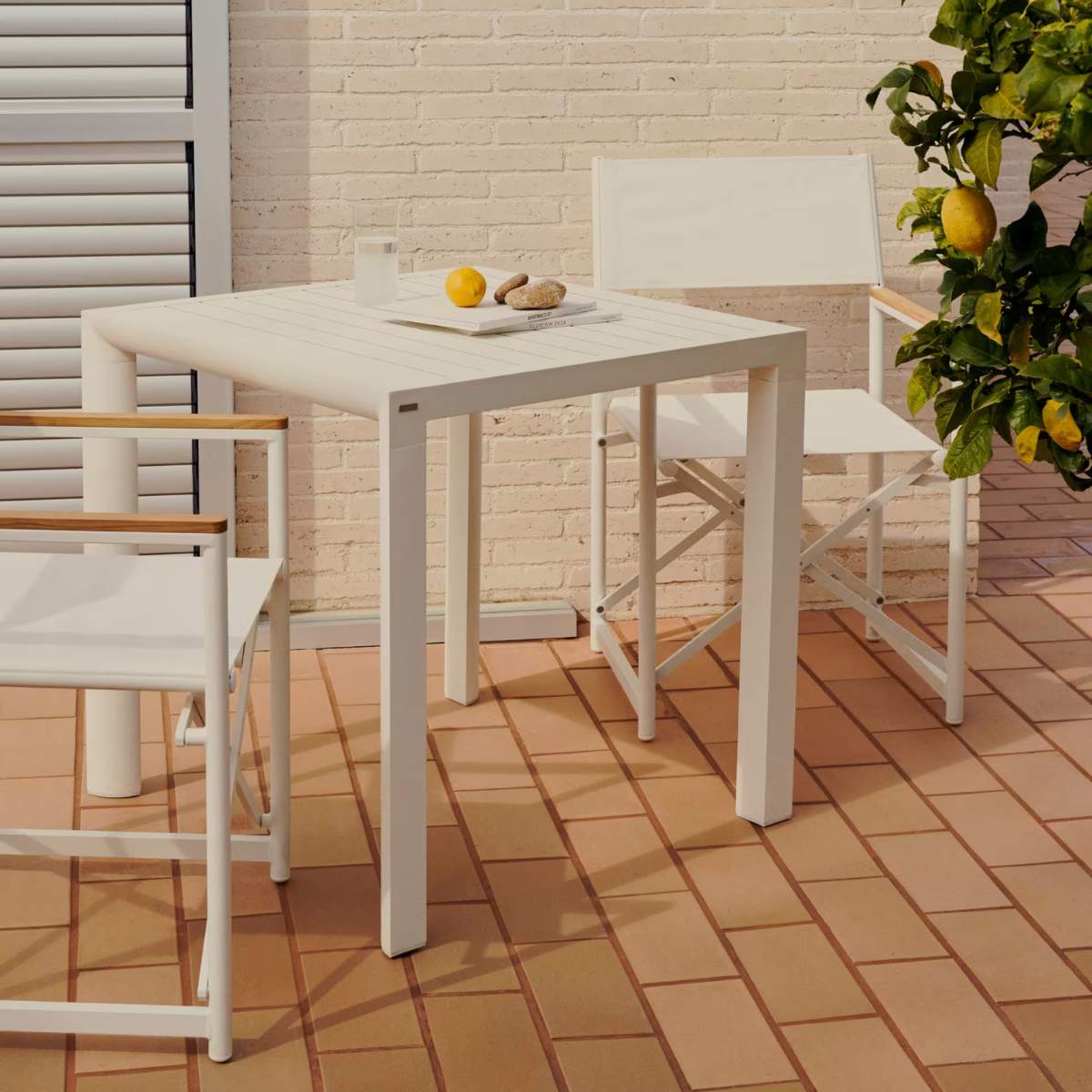 Kave Home Culip aluminium outdoor table in powder coated white finish, 77 x 77 cm