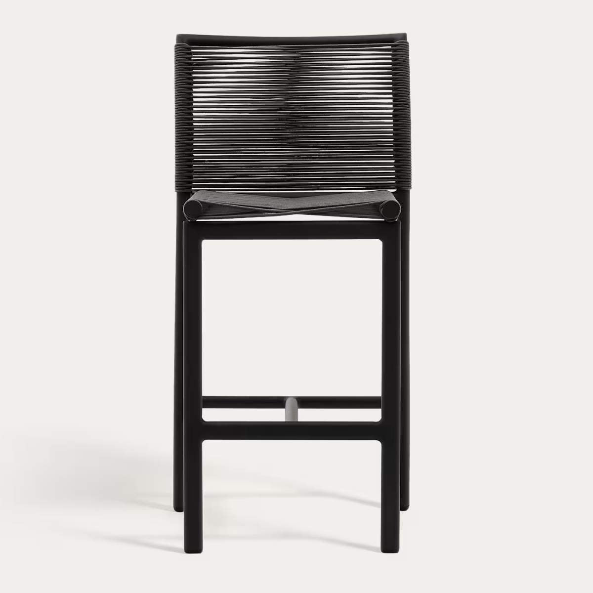 Kave Home Culip outdoor stool made of rope cord and white aluminium, 65 cm