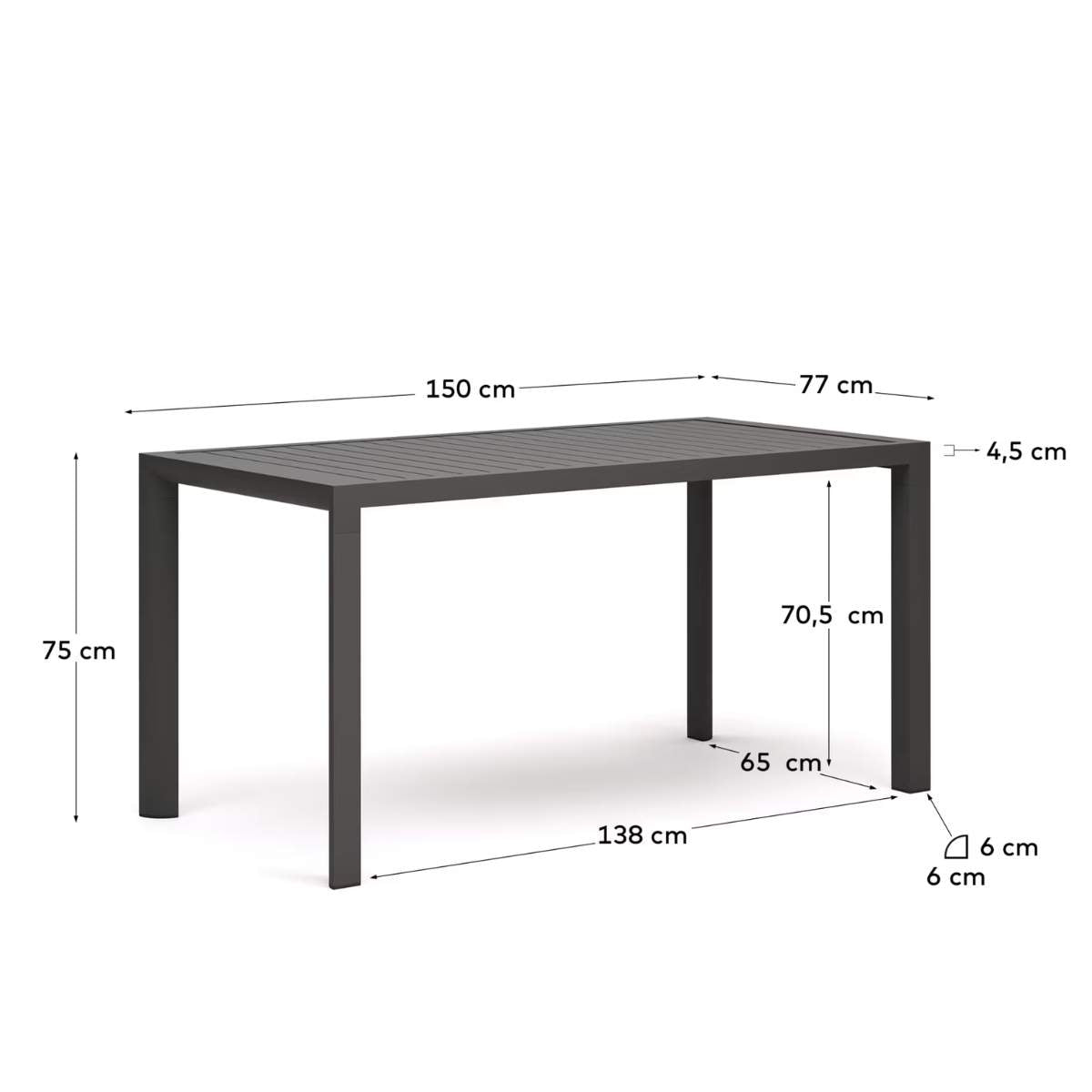 Kave Home Culip aluminium outdoor table in powder coated white finish, 150 x 77 cm