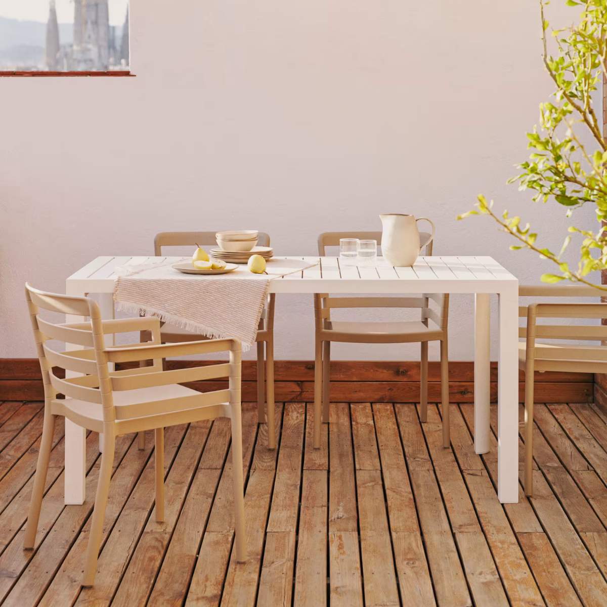 Kave Home Culip aluminium outdoor table in powder coated white finish, 150 x 77 cm