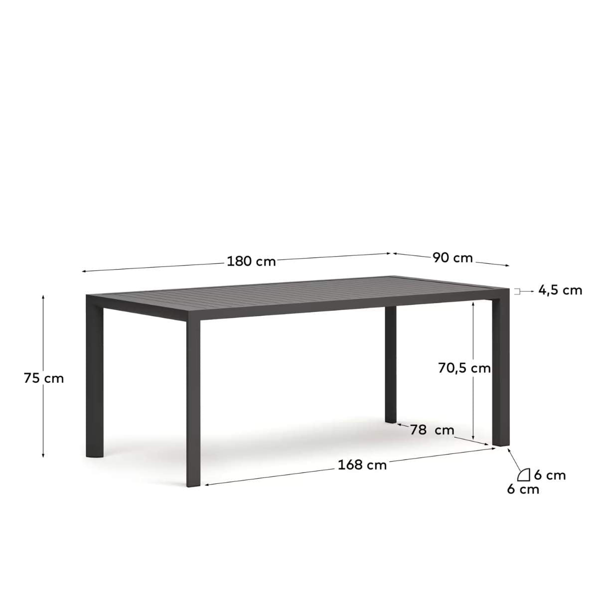 Kave Home Culip aluminium outdoor table with white finish, 180 x 90 cm