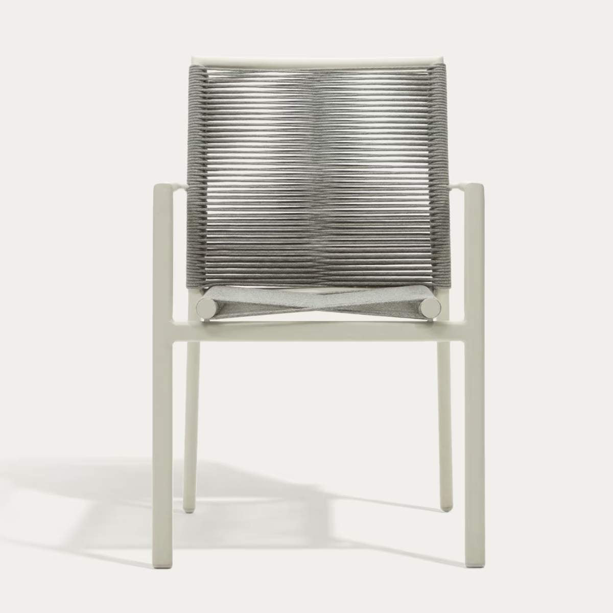Kave Home Culip stackable outdoor chair in aluminium and cord in brown