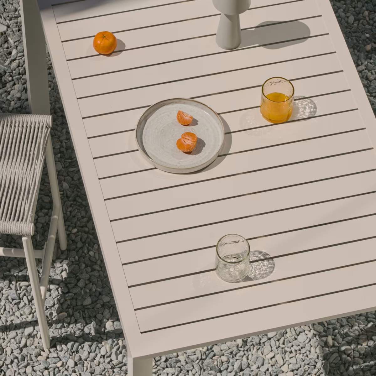 Kave Home Culip aluminium outdoor bar table in powder coated white finish, 150 x 77 cm