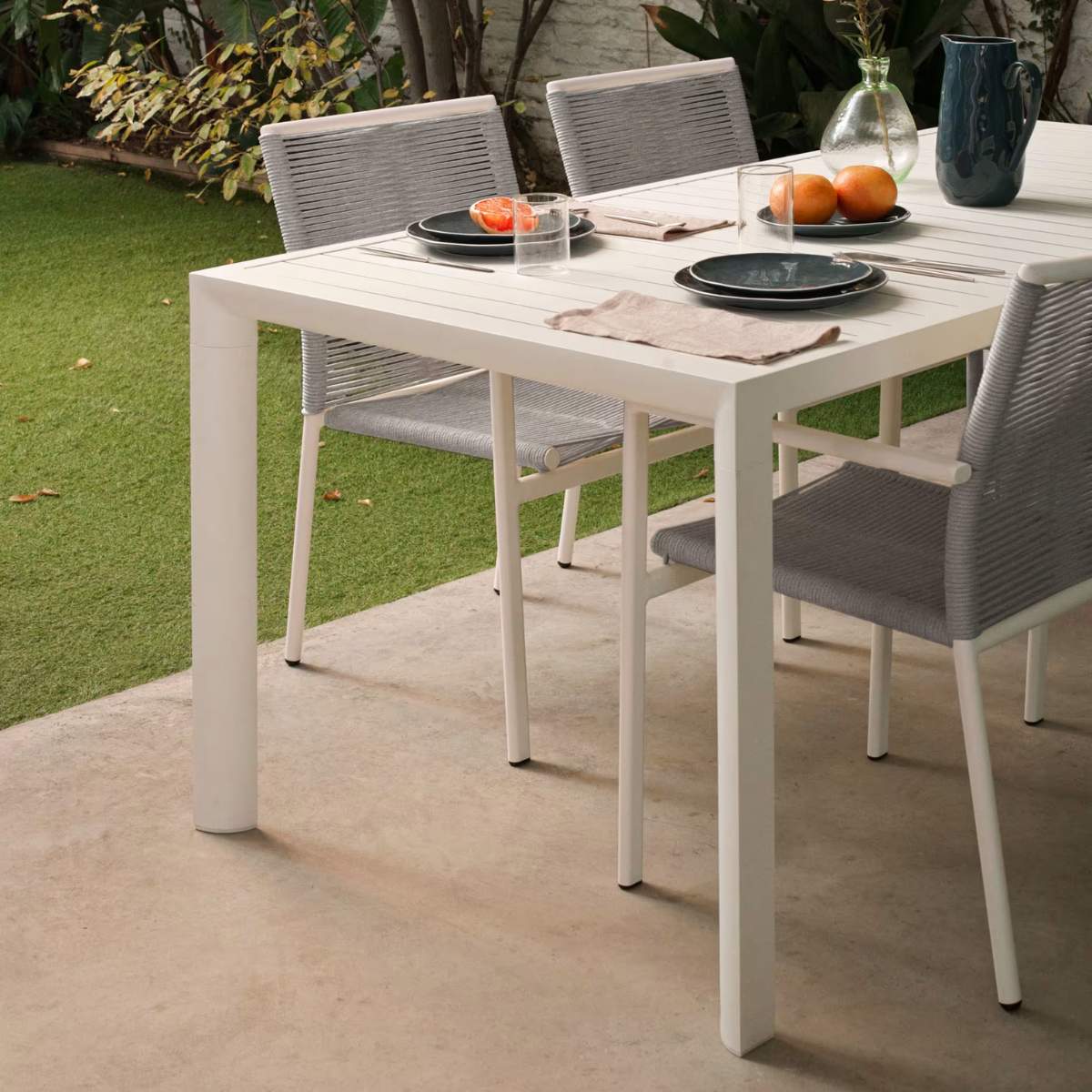 Kave Home Culip aluminium outdoor table with white finish, 180 x 90 cm