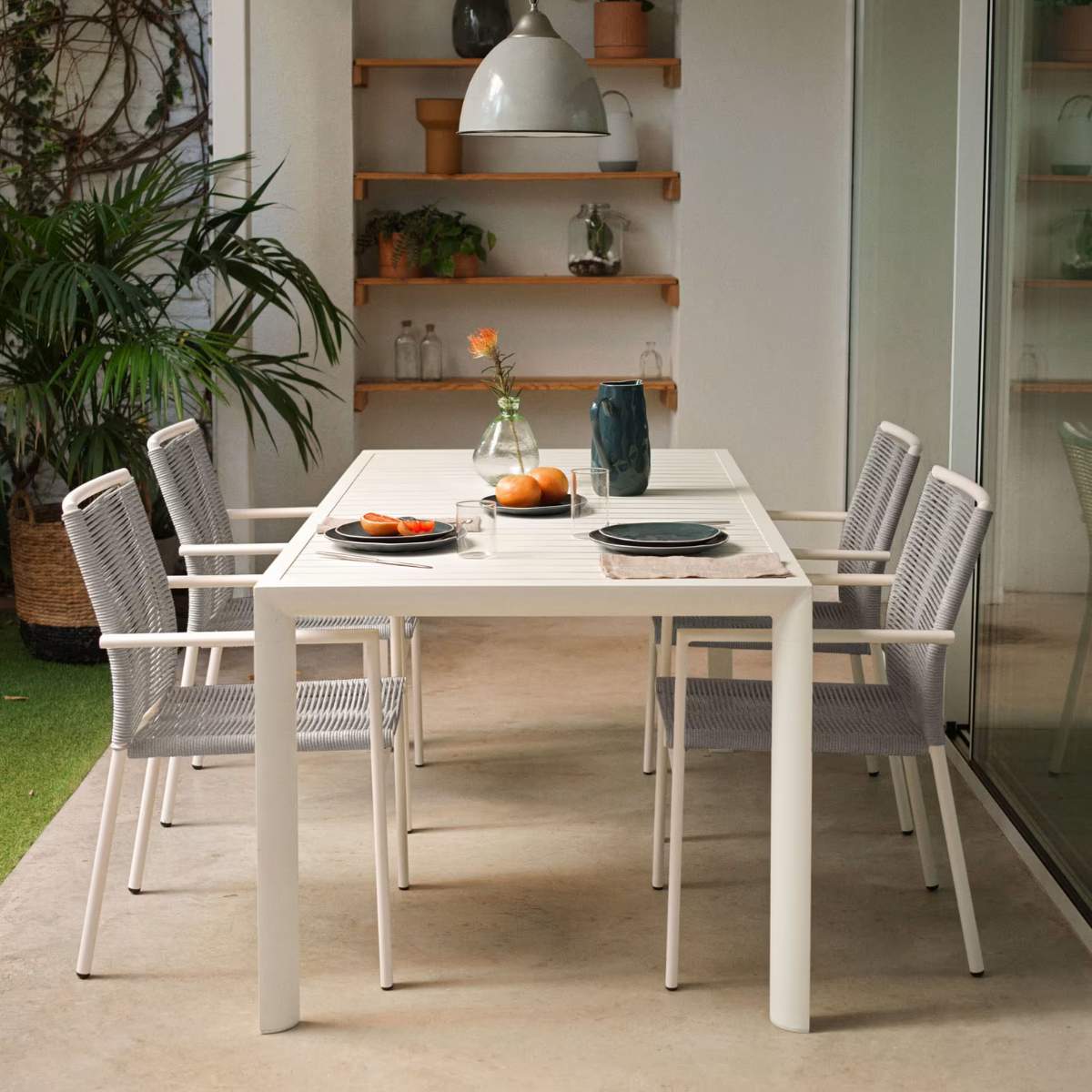 Kave Home Culip aluminium outdoor table with white finish, 180 x 90 cm
