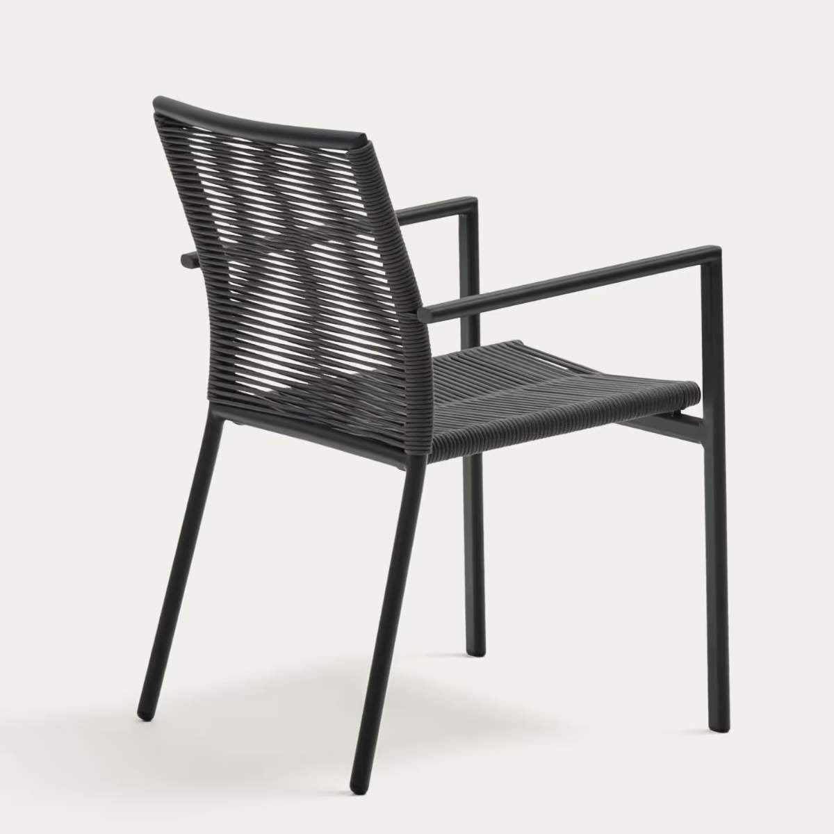 Kave Home Culip stackable outdoor chair in aluminium and cord in brown