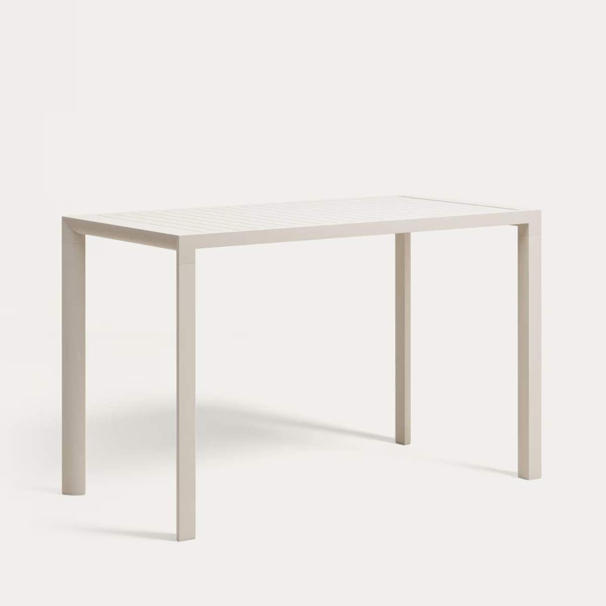 Kave Home Culip aluminium outdoor bar table in powder coated white finish, 150 x 77 cm
