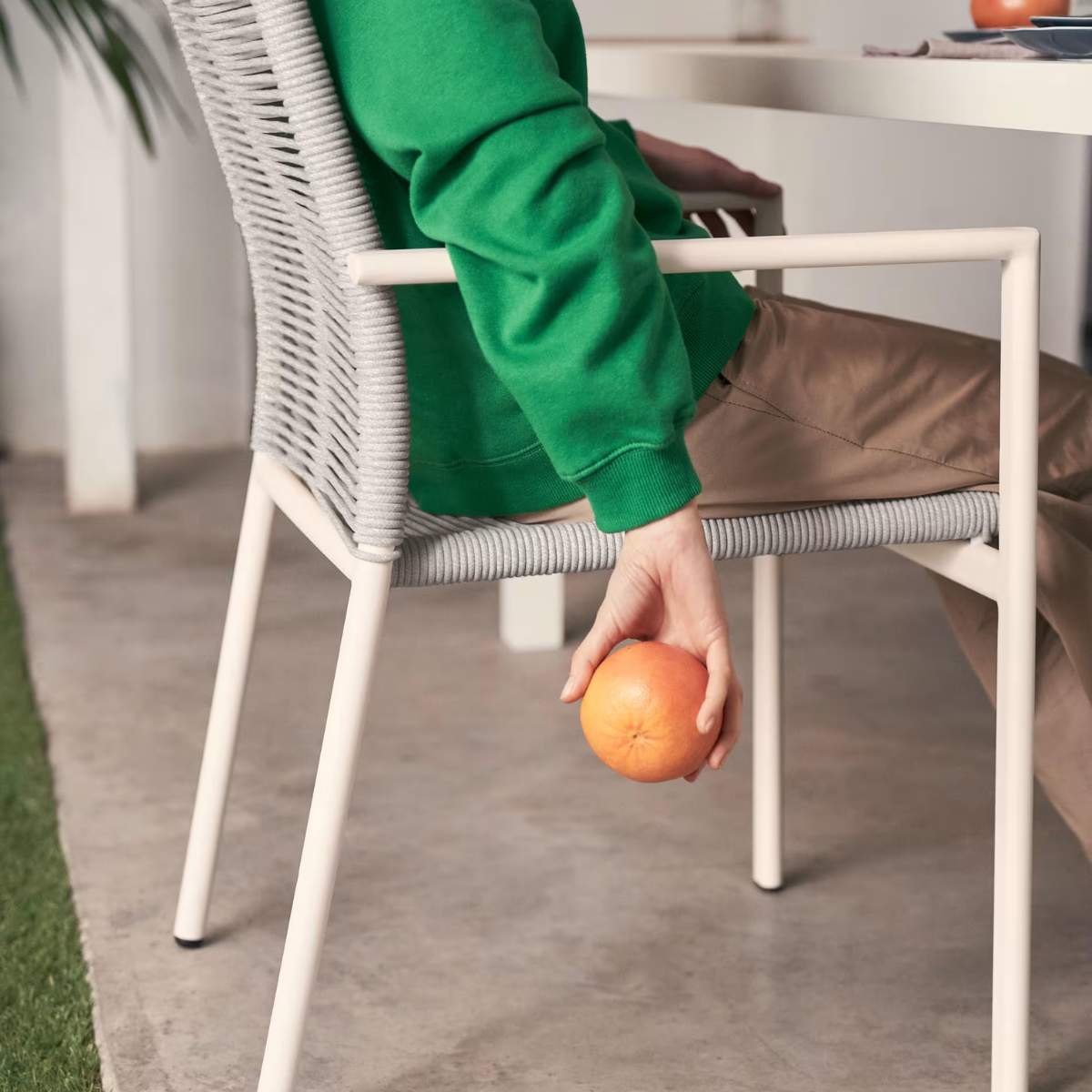 Kave Home Culip stackable outdoor chair in aluminium and cord in brown