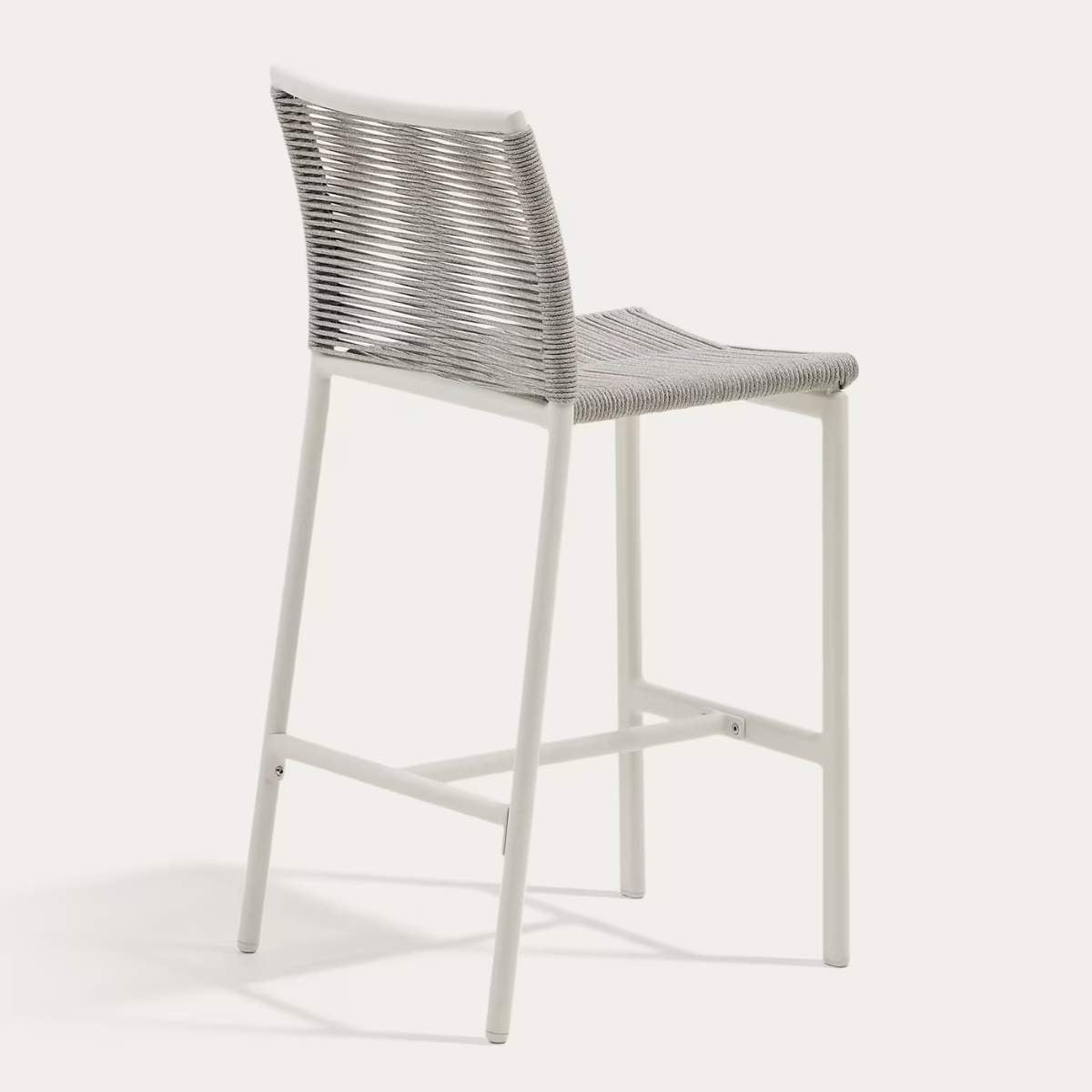 Kave Home Culip outdoor stool made of rope cord and white aluminium, 65 cm