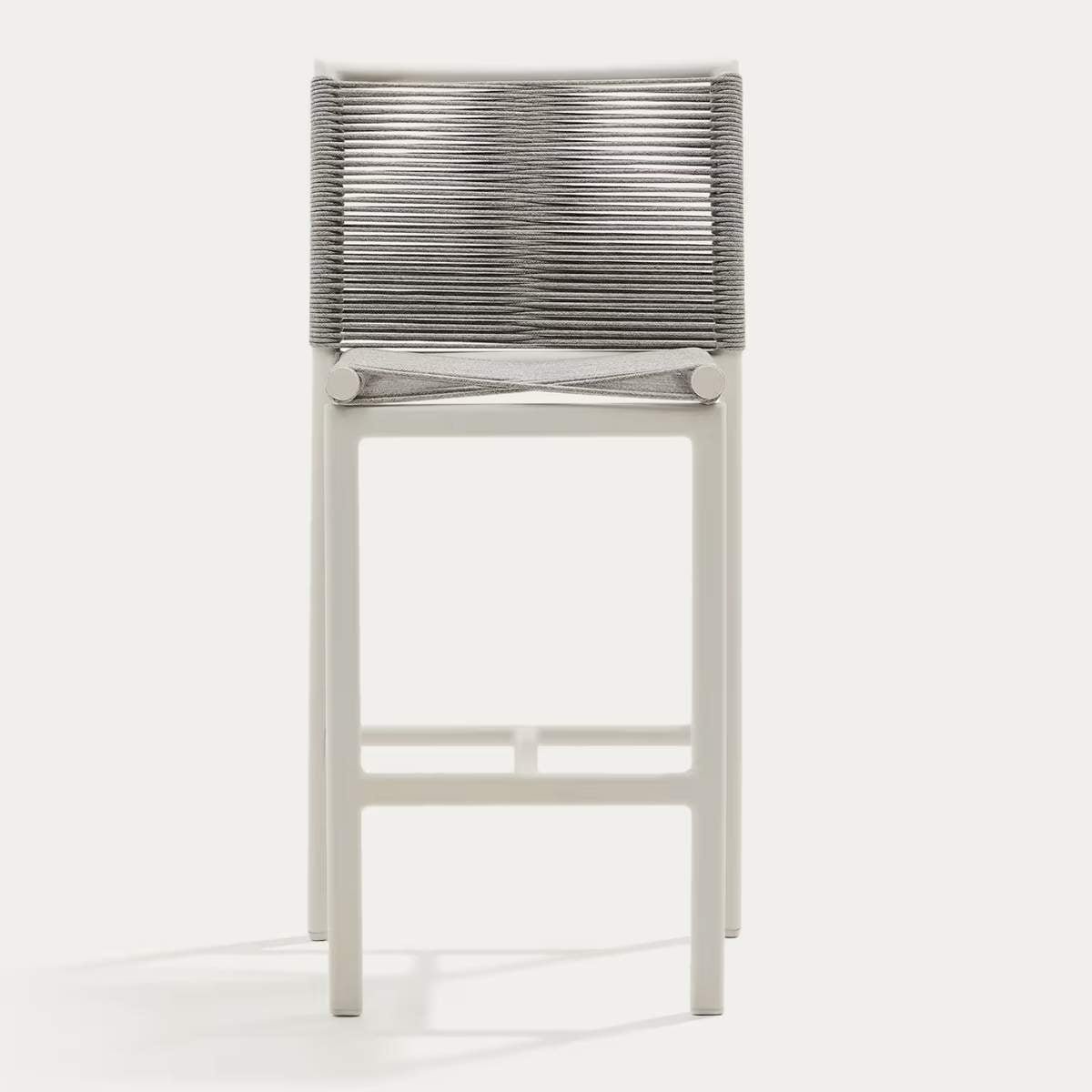 Kave Home Culip outdoor stool made of rope cord and white aluminium, 65 cm