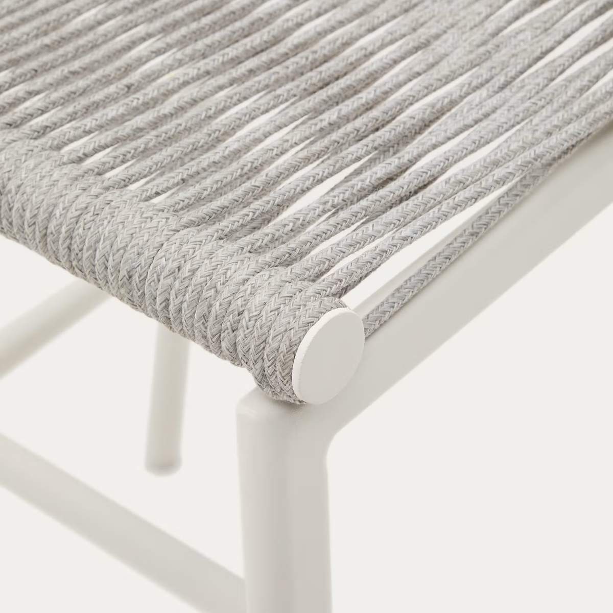 Kave Home Culip outdoor stool made of rope cord and white aluminium, 65 cm
