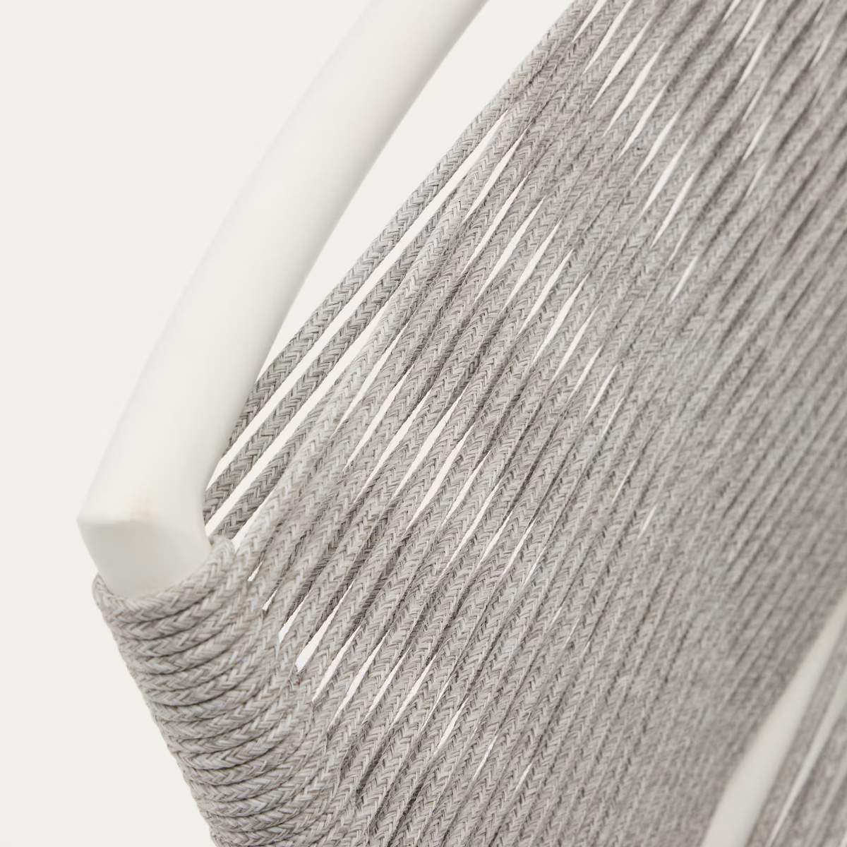 Kave Home Culip outdoor stool made of rope cord and white aluminium, 65 cm