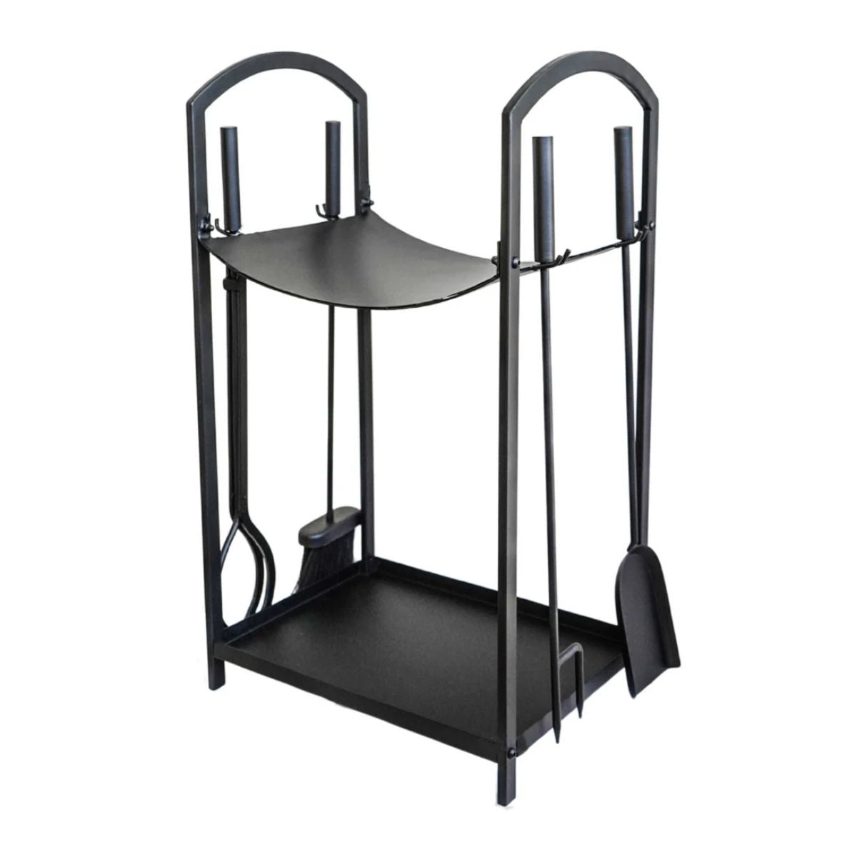 Ivyline Curved Log Holder with Companion Set Black H71cm W39cm