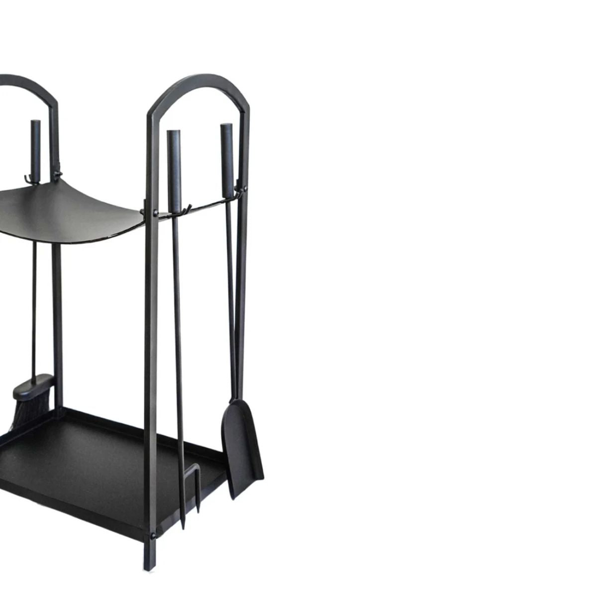 Ivyline Curved Log Holder with Companion Set Black H71cm W39cm