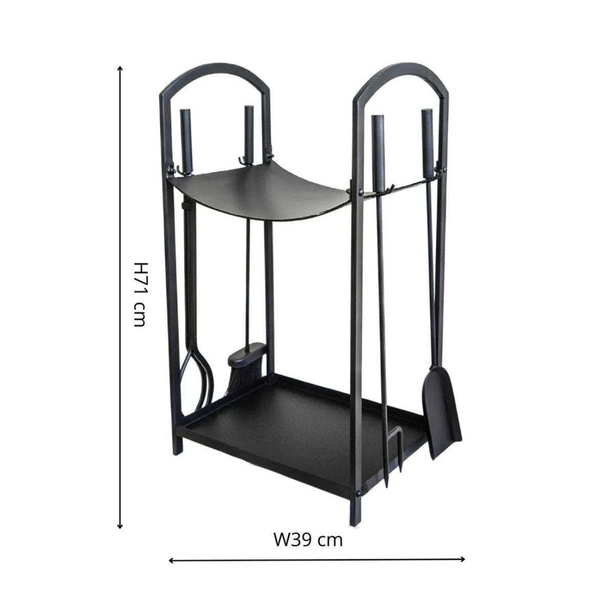 Ivyline Curved Log Holder with Companion Set Black H71cm W39cm