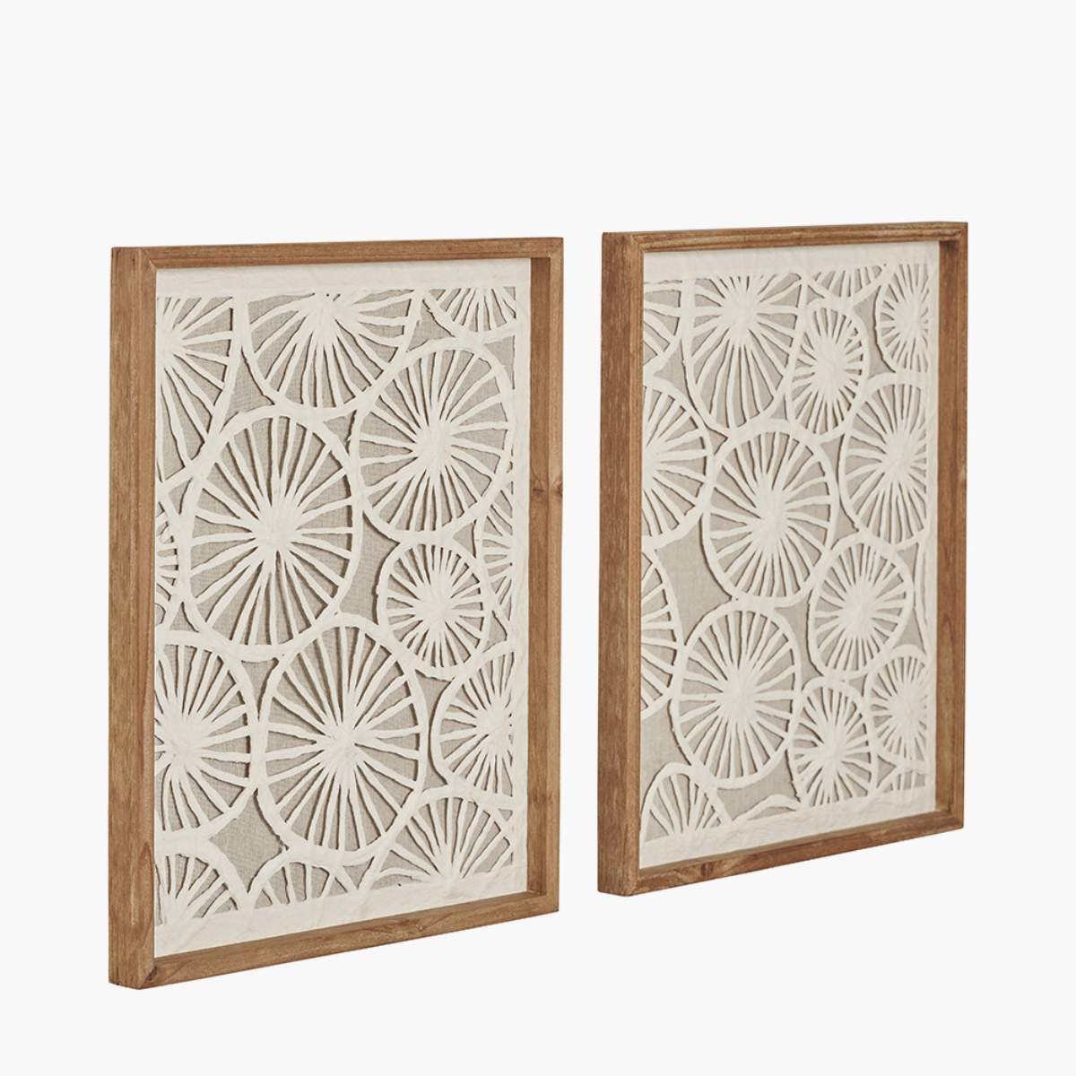 Beau&Co S/2 Cut Out Pattern Natural Paper Design Wall Art with Natural Frames