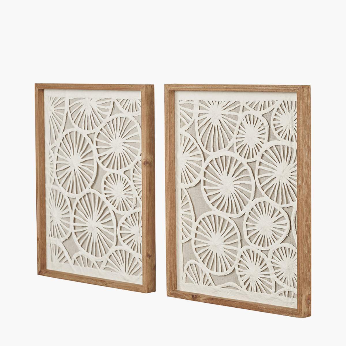 Beau&Co S/2 Cut Out Pattern Natural Paper Design Wall Art with Natural Frames