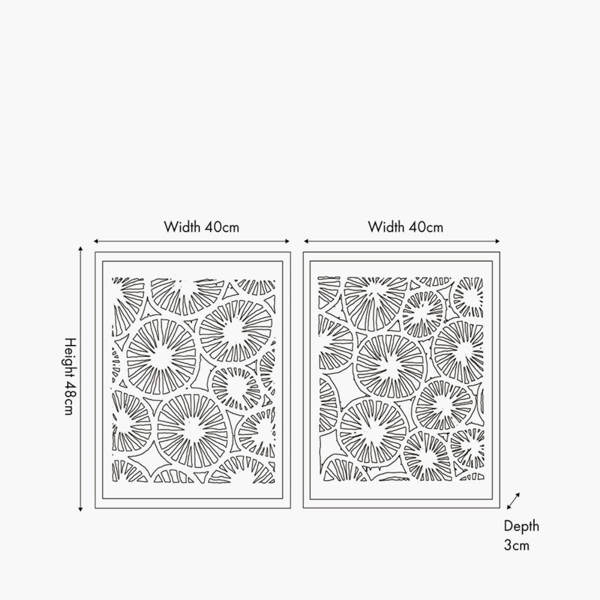 Beau&Co S/2 Cut Out Pattern Natural Paper Design Wall Art with Natural Frames