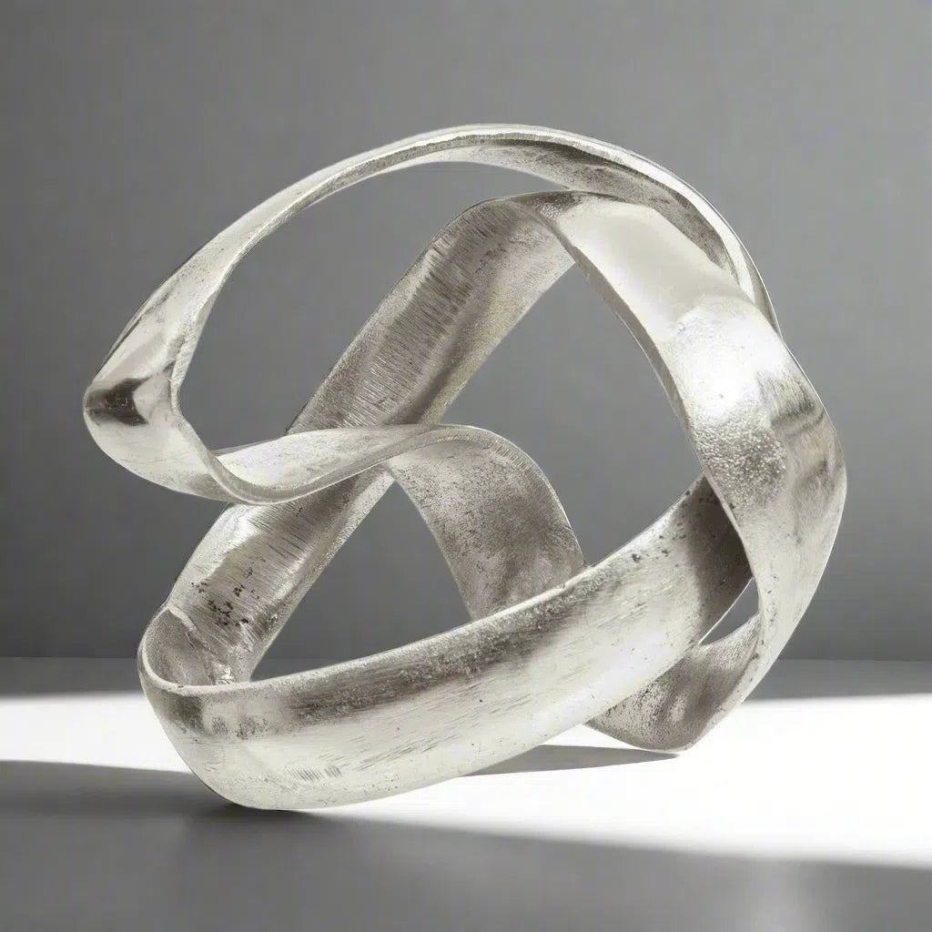 Beaumonde Home Prato Silver Finish Knot Sculpture-Beaumonde